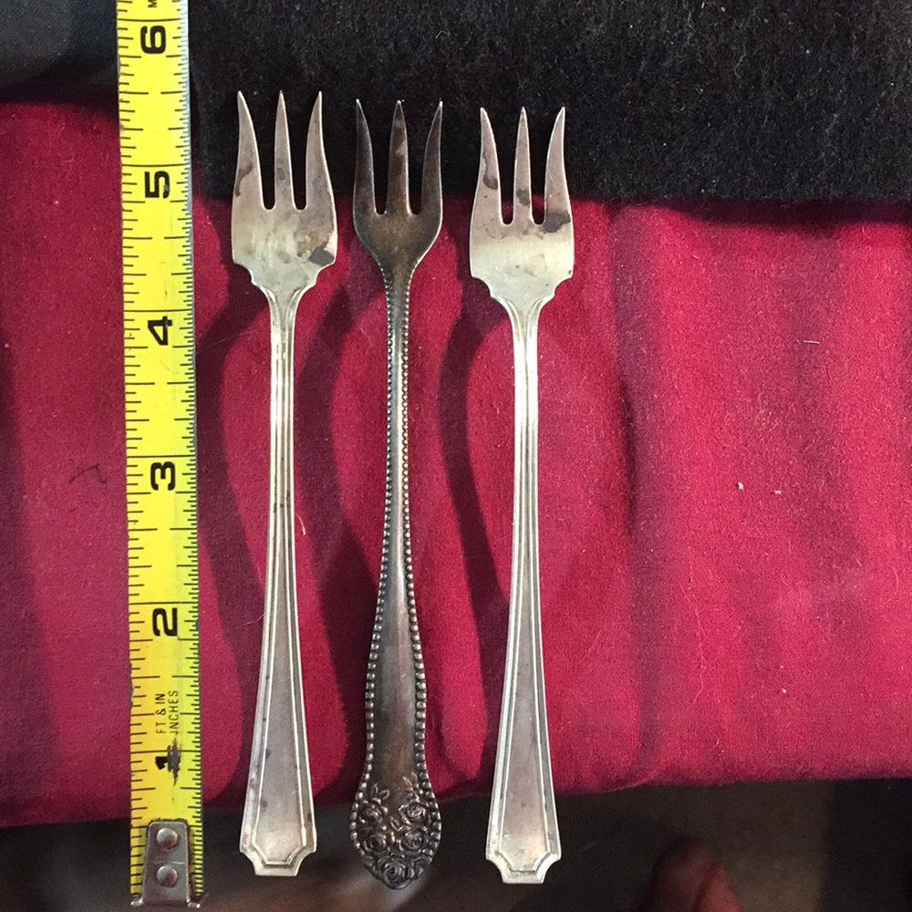 3 sterling pickle forks 2 marked pat D 1.85 oz.